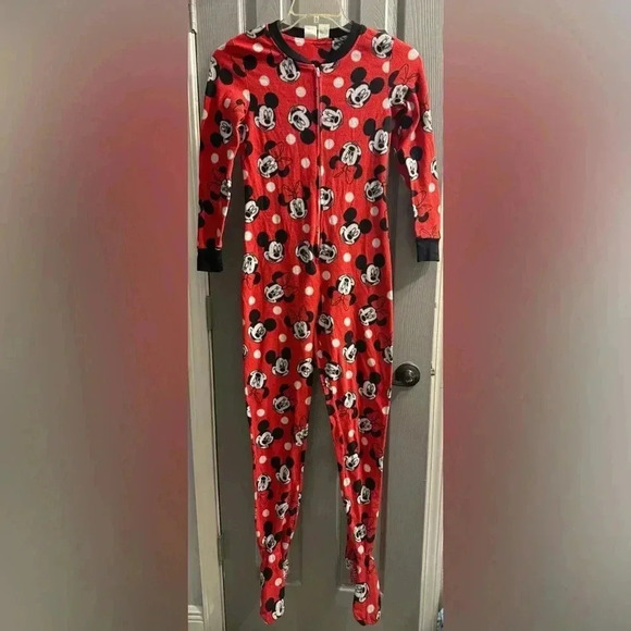 Minnie Mouse Onesie Footed Pajamasgrippers on bottom of feet EUC Size Small - Picture 1 of 8